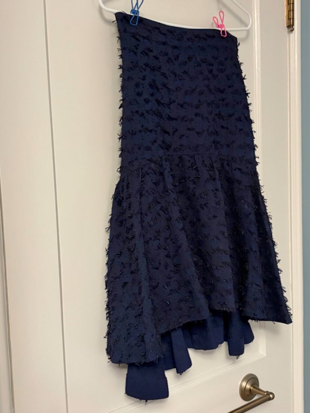 Maeve Anthropologie Miranda textured midi skirt size small navy black fringe - Picture 5 of 11